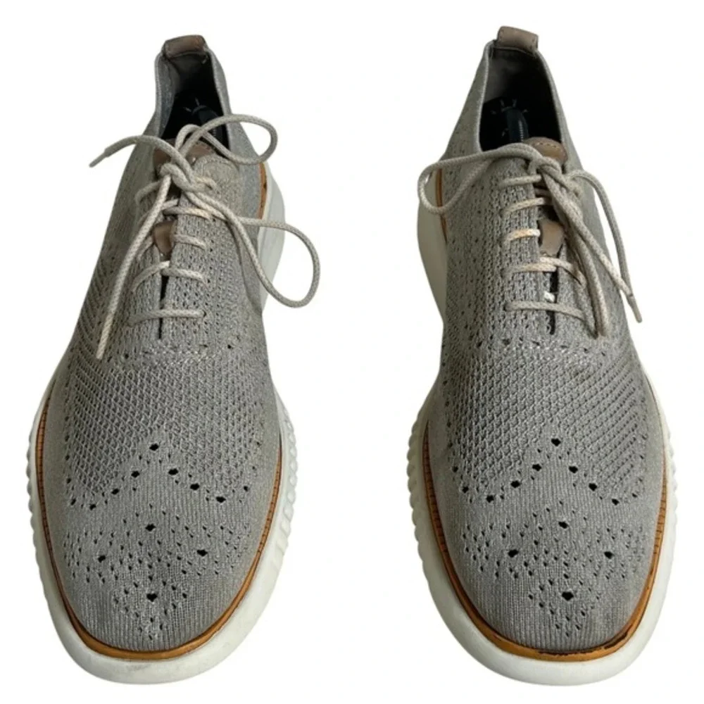 Cole Haan Zerogrand Stitchlite Gray Knit Wingtip Oxford Shoes C35111 Mens 11.5 M